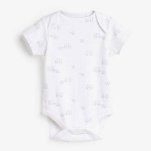 Load image into Gallery viewer, Pale Blue 4 Pack Organic Cotton Elephant Short Sleeve Bodysuits (0mths-18mths) - Allsport
