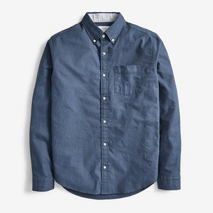 Blue Long Sleeve Oxford Shirt - Allsport