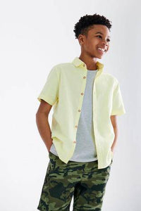 Linen Short Sleeves Yellow Mix Shirt - Allsport