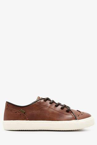 PU BROGUE TAN VULC SHOES - Allsport