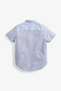 Blue Short Sleeve Colourblock Oxford Shirt - Allsport