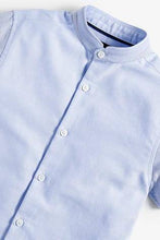 Load image into Gallery viewer, Blue Short Sleeve Colourblock Oxford Shirt - Allsport
