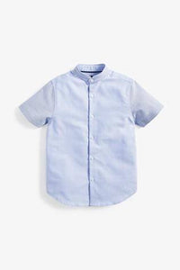 Blue Short Sleeve Colourblock Oxford Shirt - Allsport