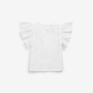 White Broderie Frill Sleeve Top (3-12yrs) - Allsport