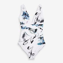Load image into Gallery viewer, White Floral Plunge Shape Enhancing Swimsui - Allsport
