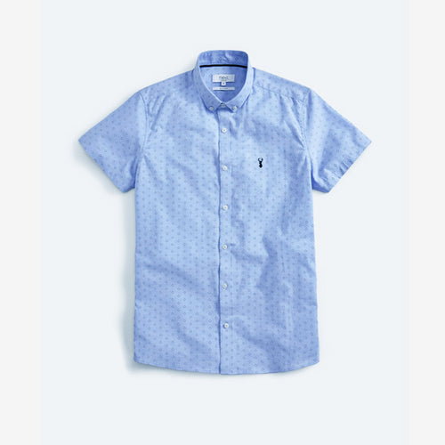 Blue Dot Short Sleeve Stretch Oxford Shirt - Allsport