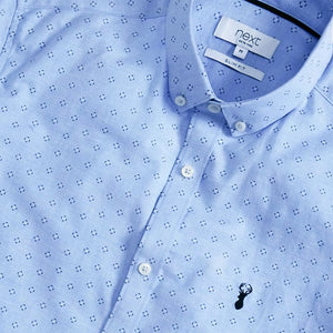 Blue Dot Short Sleeve Stretch Oxford Shirt - Allsport