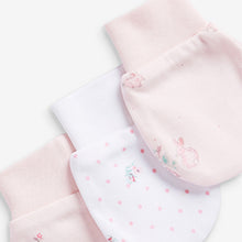 Load image into Gallery viewer, Pink Baby 3 Pack Bunny Scratch Mitts
