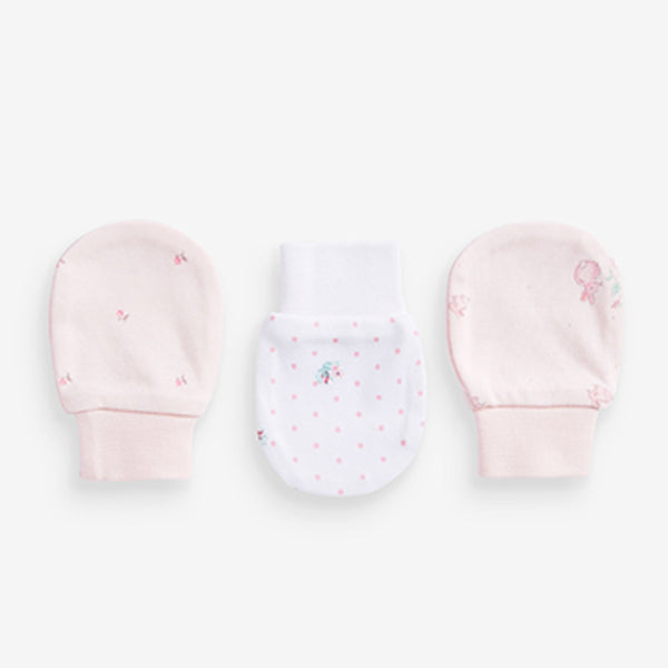 Pink Baby 3 Pack Bunny Scratch Mitts