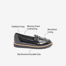 Load image into Gallery viewer, Black Patent School Tassel Loafers (Older Girls)
