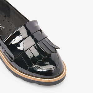 Black Patent Tassel Loafers (Older) - Allsport