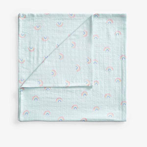 Pink 2 Pack Unicorn And Rainbow Muslin Squares - Allsport