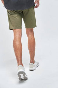 Khaki Slim Pleat Stretch Chino Shorts - Allsport