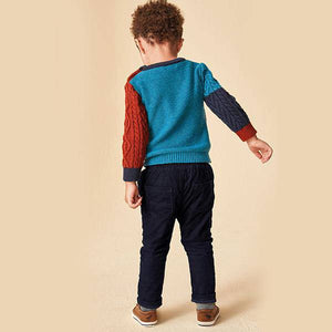 Navy Lined Pull-On Cord Trousers (3mths-5yrs) - Allsport