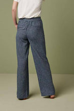 Load image into Gallery viewer, Navy Stripe Linen Blend Wide Leg Trousers - Allsport
