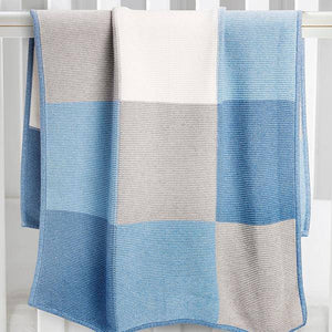 Blue Patchwork Knitted Blanket (Newborn) - Allsport