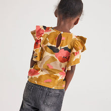 Load image into Gallery viewer, Orange Floral Frill Sleeve Vest (3mths-6yrs) - Allsport
