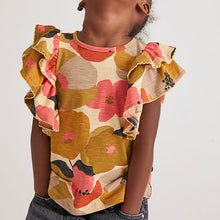 Load image into Gallery viewer, Orange Floral Frill Sleeve Vest (3mths-6yrs) - Allsport
