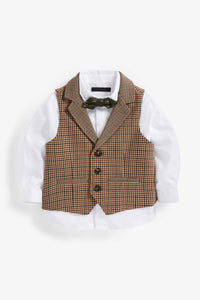 Brown Heritage Waistcoat, Shirt And Bow Tie Set (3mths-5yrs) - Allsport