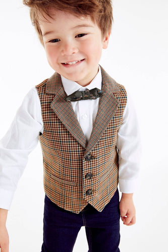 Brown Heritage Waistcoat, Shirt And Bow Tie Set (3mths-5yrs) - Allsport