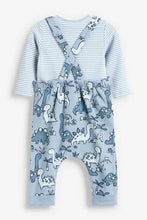 Load image into Gallery viewer, BLUE DINO JERSEY DUNGAREE (0MTH-18MTHS) - Allsport
