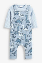 Load image into Gallery viewer, BLUE DINO JERSEY DUNGAREE (0MTH-18MTHS) - Allsport
