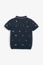 Load image into Gallery viewer, Navy Embroidered Knitted Polo (3mths-6yrs) - Allsport
