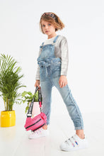 Load image into Gallery viewer, Denim Tie Waist Dungarees With Headband (3-12yrs) - Allsport
