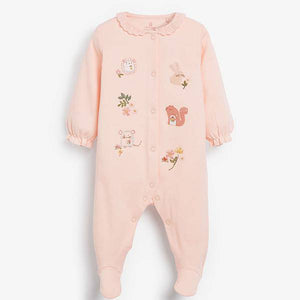 Pink 3 Pack Floral Sleepsuits (0mths-18mths) - Allsport