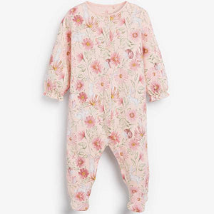 Pink 3 Pack Floral Sleepsuits (0mths-18mths) - Allsport