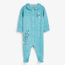 Load image into Gallery viewer, Teal 2 Pack Floral Sleepsuits (0mths-18mths) - Allsport
