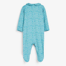 Load image into Gallery viewer, Teal 2 Pack Floral Sleepsuits (0mths-18mths) - Allsport
