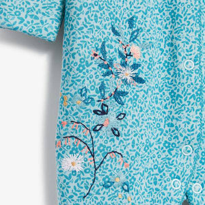 Teal 2 Pack Floral Sleepsuits (0mths-18mths) - Allsport