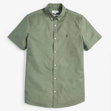 Load image into Gallery viewer, Green Slim Fit Short Sleeve Stretch Oxford Shirt - Allsport
