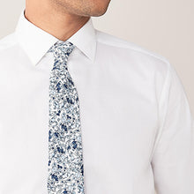 Load image into Gallery viewer, White Paisley Regular Fit Single Cuff Contrast Trim Shirt - Allsport
