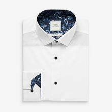 Load image into Gallery viewer, White Paisley Regular Fit Single Cuff Contrast Trim Shirt - Allsport
