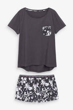 Load image into Gallery viewer, Charcoal Floral Cotton Short Set - Allsport
