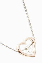 Load image into Gallery viewer, Silver Tone/Rose Gold Tone Heart Inset Initial Necklace - Allsport
