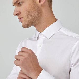 White Slim Fit Cotton Shirt - Allsport