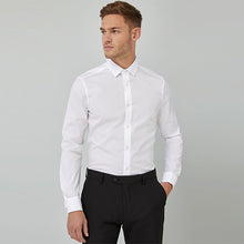 Load image into Gallery viewer, White Slim Fit Double Cuff Cotton Shirt - Allsport
