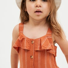 Load image into Gallery viewer, Rush Brown Stripe Linen Blend Playsuit (3mths-6yrs) - Allsport
