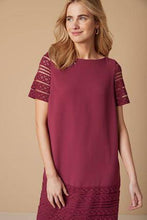 Load image into Gallery viewer, Plum Lace Detail Shift Dress - Allsport
