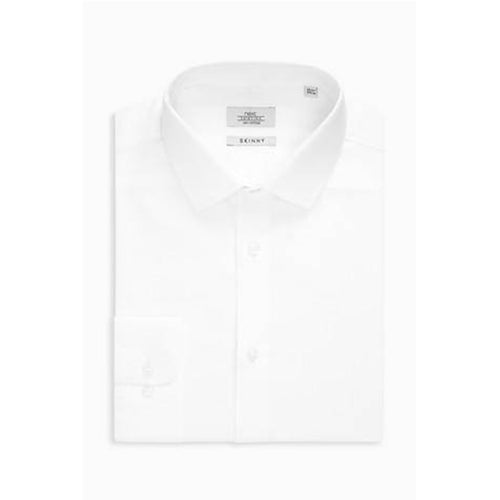 White Skinny Fit Single Cuff Cotton Shirt - Allsport