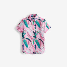 Load image into Gallery viewer, Pink Heron Print Short Sleeve Shirt (3-12yrs) - Allsport
