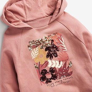 Rust Brown Sequin Floral Hoodie (3-12yrs) - Allsport