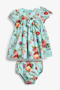 Teal Floral Prom Dress With Knickers And Headband  (up to 18 months) - Allsport