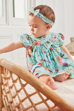 Load image into Gallery viewer, Teal Floral Prom Dress With Knickers And Headband  (up to 18 months) - Allsport
