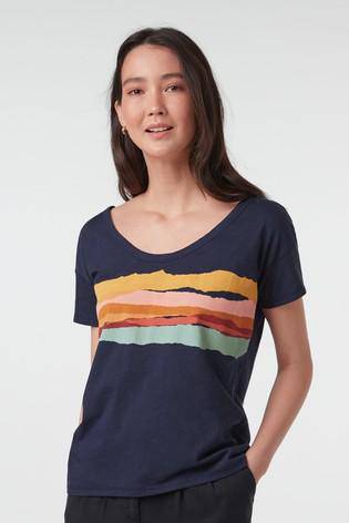 Navy Rainbow Short Sleeve Slub T-Shirt - Allsport