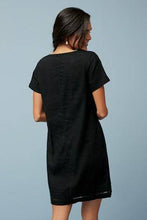 Load image into Gallery viewer, BLACK LINEN BLEND T-SHIRT DRESS - Allsport

