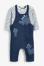Load image into Gallery viewer, DENIM DINO DUNGAREE  (0MTH-12MTHS) - Allsport
